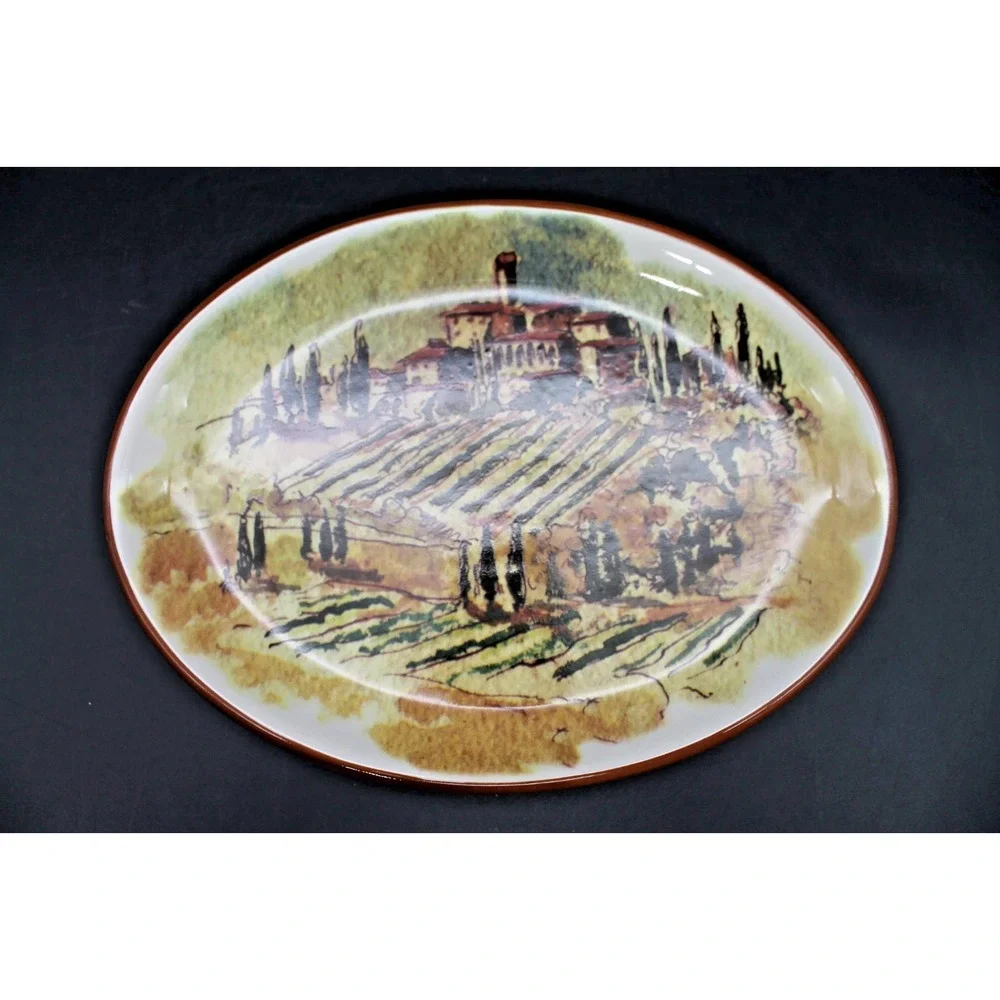 Williams Sonoma Tuscan Villa Plate Set 3 Portugal Hand Painted Style
